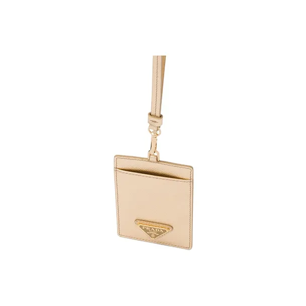 PRADA Leather Card Holder Women's Gold-1