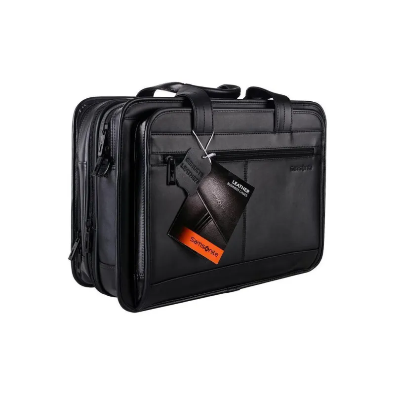 SAMSONITE Cow Leather Business Bag, Briefcase, Portable Crossbody Bag, Shoulder Bag, Laptop Bag Men's Black-1