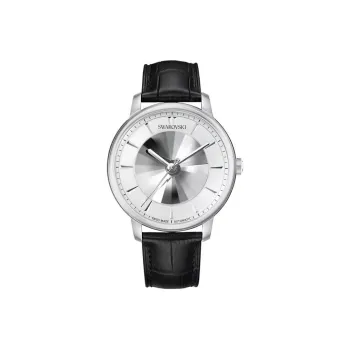 Swarovski Collection Wrist Watch Automatic Mechanical Movement Calfskin Strap White Dial Men's 5364206