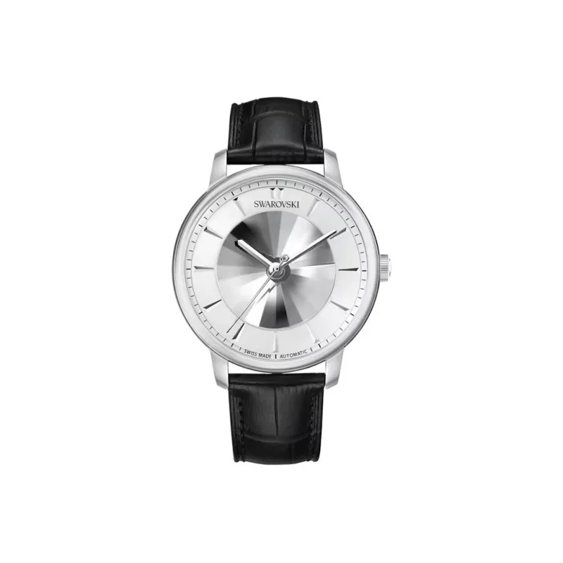 Swarovski Collection Wrist Watch Automatic Mechanical Movement Calfskin Strap White Dial Men's 5364206-0