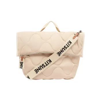 Maison Kitsune Leather Handbag Shoulder Bag Crossbody Bag Unisex Ivory