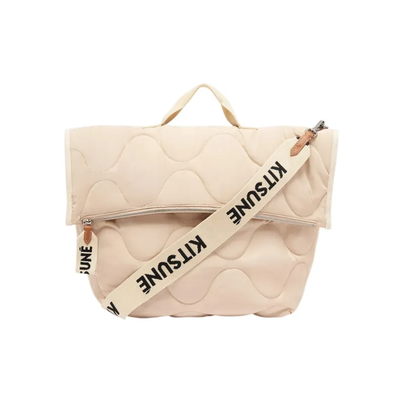 Maison Kitsune Leather Handbag Shoulder Bag Crossbody Bag Unisex Ivory-0