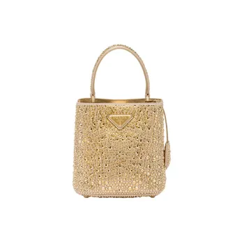 PRADA Panier Fabric Bucket Bag Tote Bag Shopping Bag Shoulder Bag Crossbody Bag Handbag Women's Gold