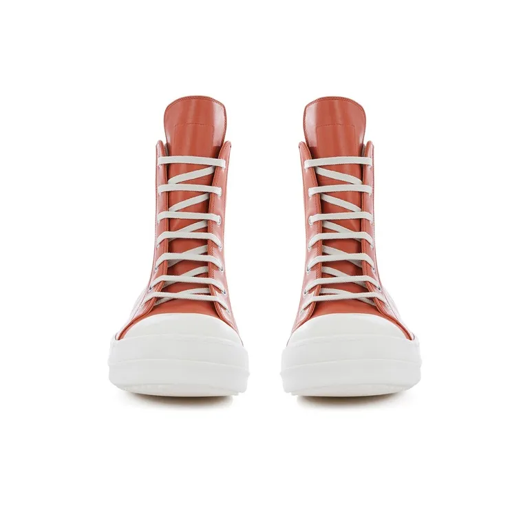 RICK OWENS/RO Cortina Grease Mid Top Stylish Skateboarding Shoes Men's Orange-2