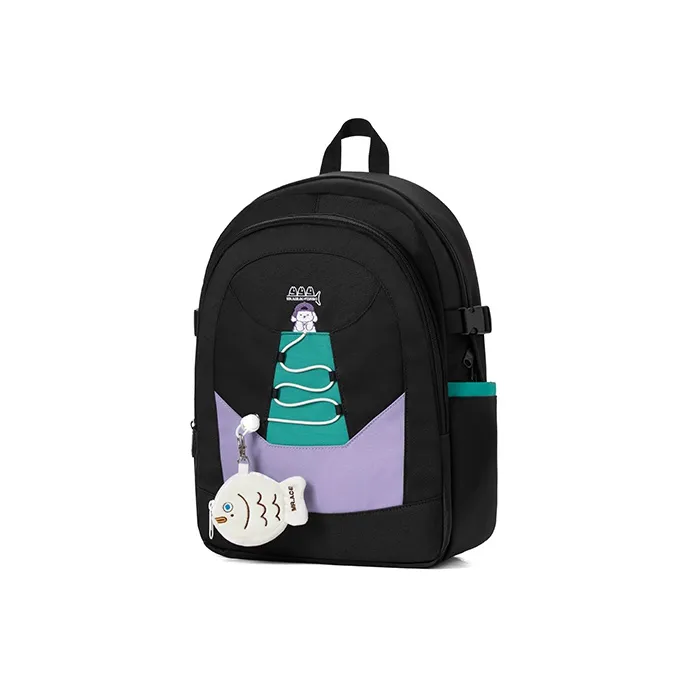 MR.ACE HOMME Polyester Backpack Medium Size Unisex Preppy Black/Mocha/Elf Green-1