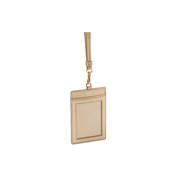PRADA Leather Card Holder Women's Gold-2