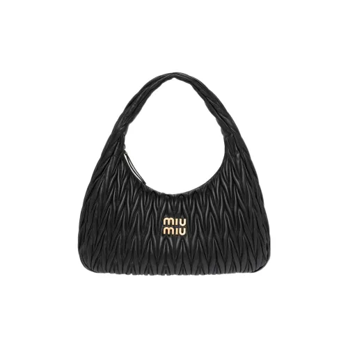 MIU MIU Nappa Leather Hobo Bag Handbag Women's Black