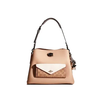 COACH Willow Polished Pebbled Leather Portable Crossbody Bag, Shoulder Bag Tubas Women's Taupe