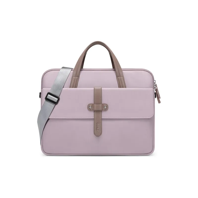 GOLF Fabric Portable One Shoulder Crossbody Briefcase Laptop Bag Large Size Women's Dusty Pink/Dark Blue-2