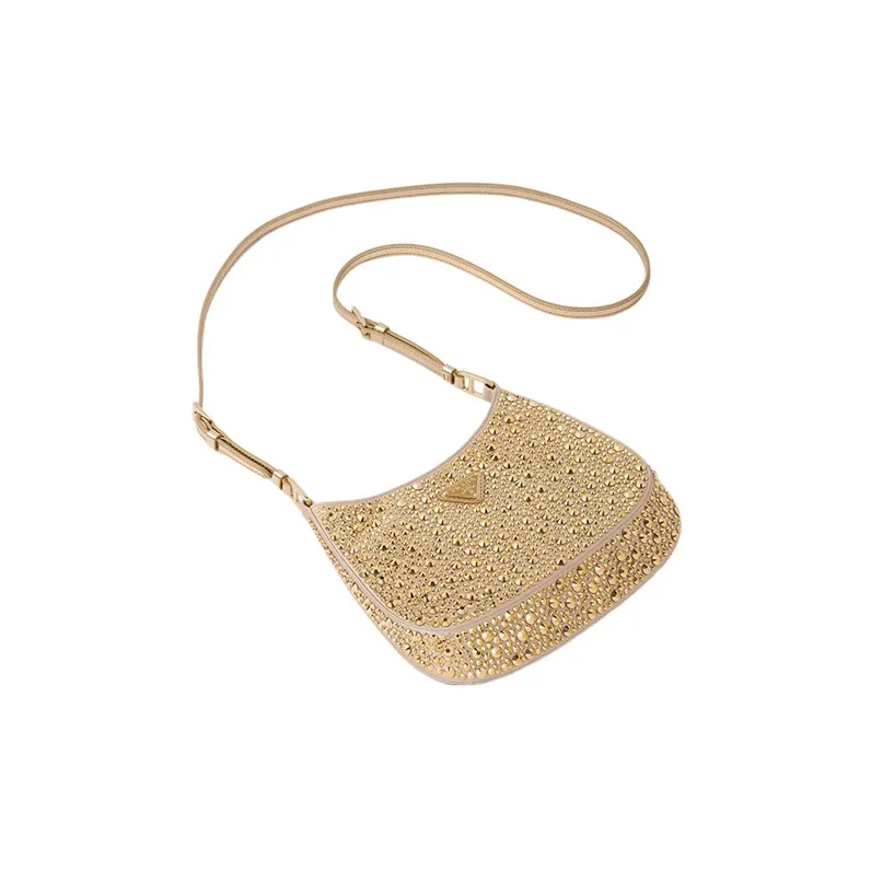 PRADA Cleo Fabric Shoulder Bag Handbag Shoulder Bag Women's Gold-2