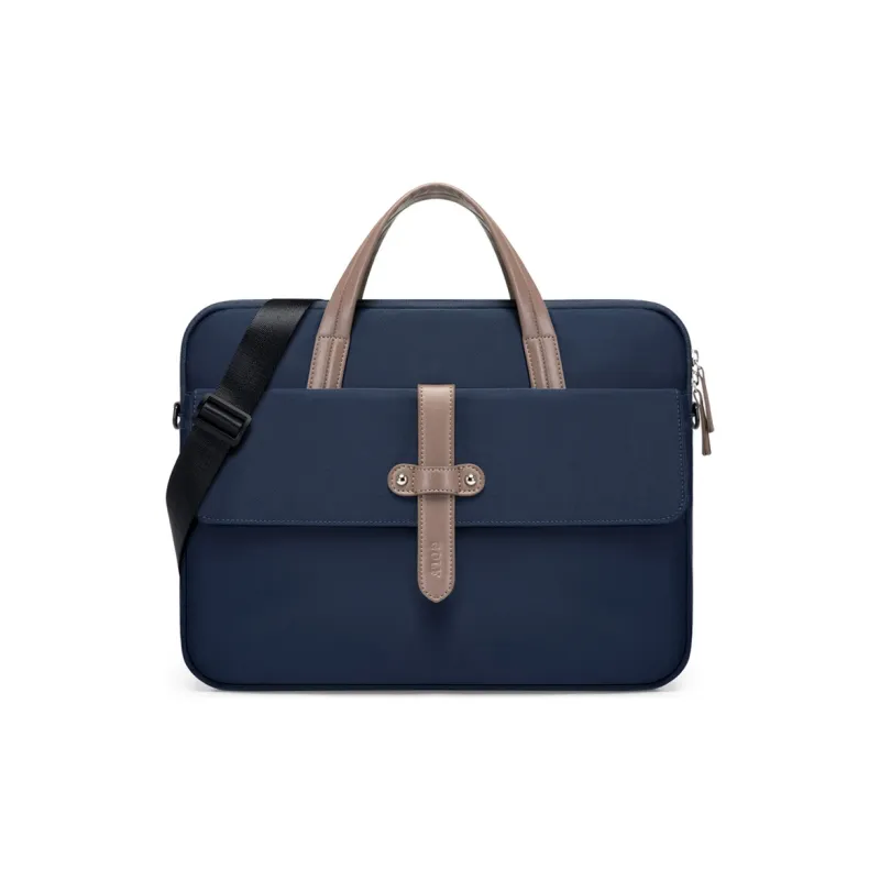 GOLF Fabric Briefcase, One Shoulder Crossbody Handheld Laptop Bag Large Size Women's Dusty Pink/Dark Blue-2