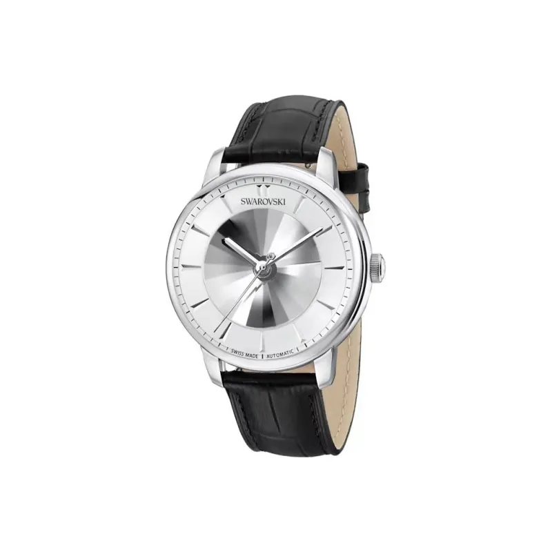 Swarovski Collection Wrist Watch Automatic Mechanical Movement Calfskin Strap White Dial Men's 5364206-1