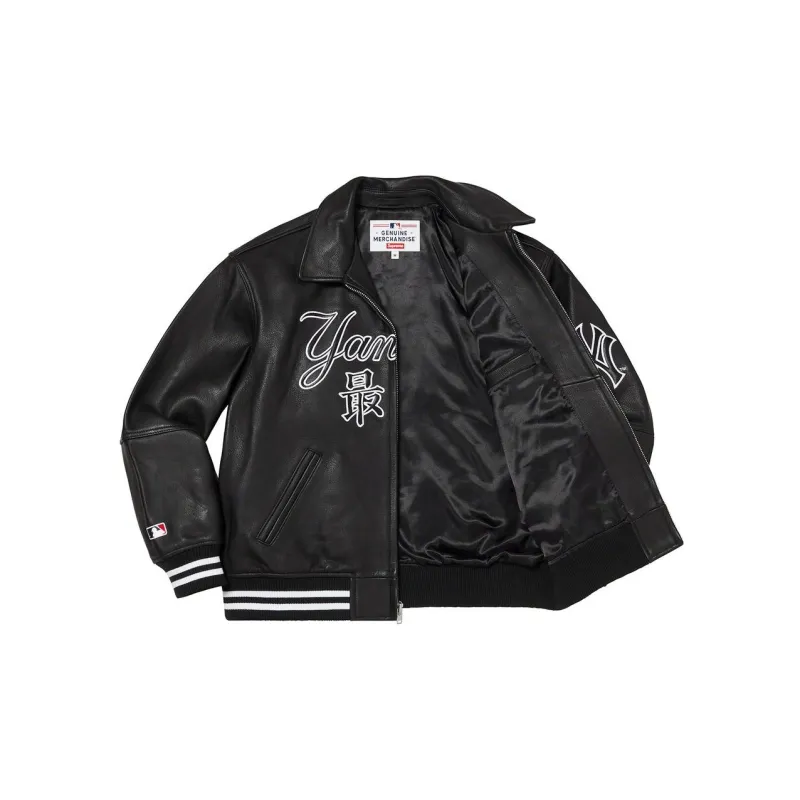 Supreme New York Yankees Kanji Leather Varsity Jacket-2
