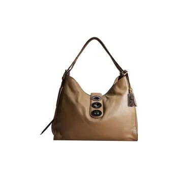 COACH Nappa Leather Handbag Shoulder Bag Women's Olive Gray