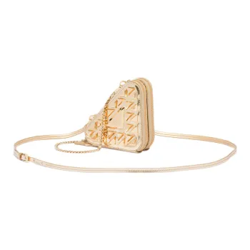 PRADA Leather One Shoulder Crossbody Clutches Mini Women's Gold