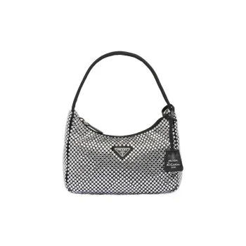PRADA Satin Fabric Hobo Bag Shoulder Bag Handbag Shoulder Bag Mini Women's Black