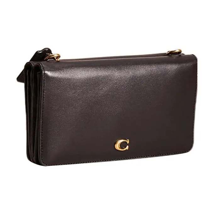 COACH Slim Wallet Calfskin Shoulder Bag Crossbody Bag Wallets Women's Black-1