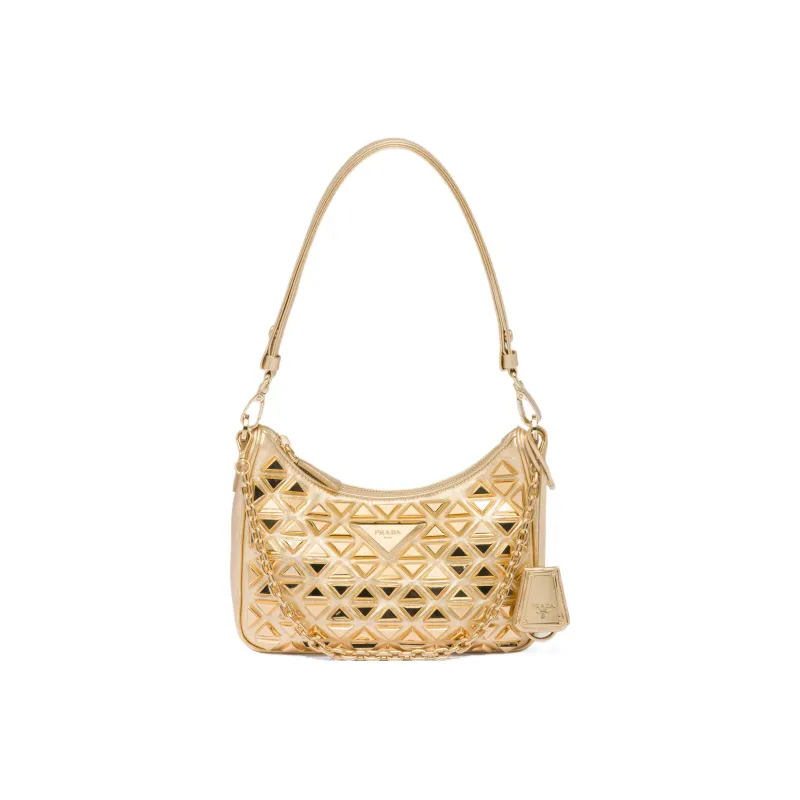 PRADA Nappa Leather Handbag Shoulder Bag Women's Gold-0