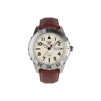 SEIKO Seiko5 Automatic Mechanical Movement Leather Strap Watch 40mm Men's Watches Yellow Watch Dial