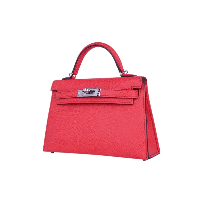 HERMES Kelly Epsom Leather Kelly Bag, Shoulder Bag, Crossbody Bag, Handbag Mini Women's 0E Rose Texas Pink-3