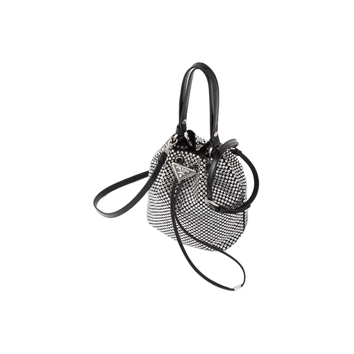 PRADA Fabric Bucket Bags Shoulder Bag Crossbody Bag Handbag Mini Women's Black-1