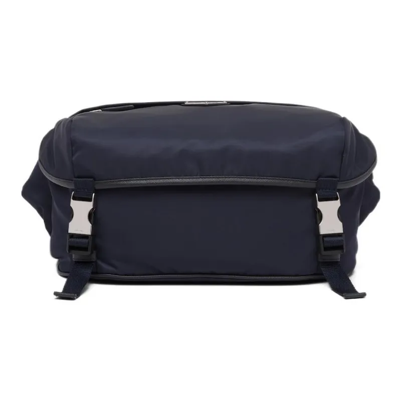 PRADA Recycled Nylon Fabric With Leather Crossbody Bag Shoulder Bag Men's Marine Blue-0