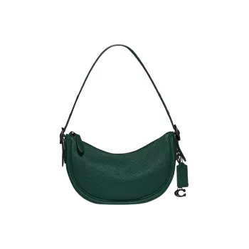 COACH Luna Pebbled Leather Handbag, Shoulder Bag Women's Forest Green