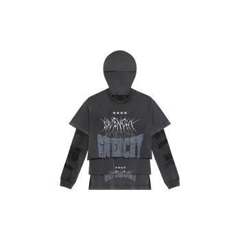 Givenchy Layered Long Sleeve Graphic T Shirt With Balaclava