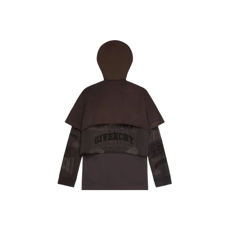 Givenchy Layered Long Sleeve Graphic T Shirt With Balaclava-1