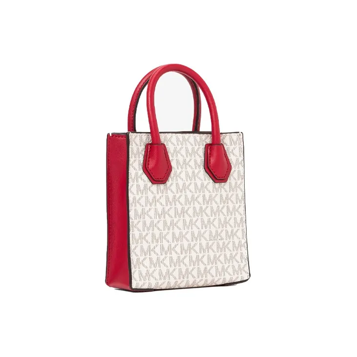 MICHAEL KORS Mercer Coated Canvas Handbag Shoulder Bag Crossbody Bag Extra Small Women's White/Red-1