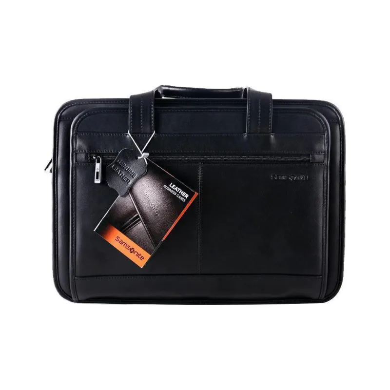 SAMSONITE Cow Leather Business Bag, Briefcase, Portable Crossbody Bag, Shoulder Bag, Laptop Bag Men's Black-0