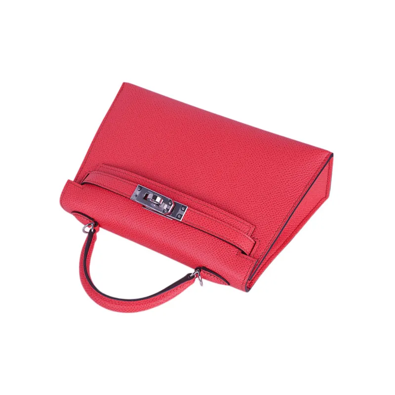 HERMES Kelly Epsom Leather Kelly Bag, Shoulder Bag, Crossbody Bag, Handbag Mini Women's 0E Rose Texas Pink-6