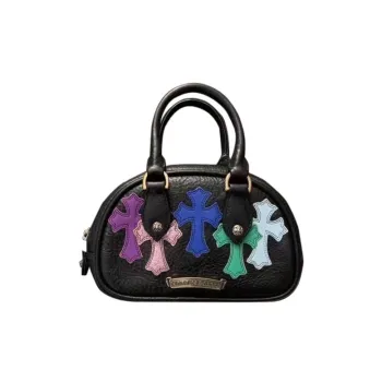 Chrome Hearts Leather Bowling Bag Shoulder Bag Crossbody Bag Handbag Mini Women's Black