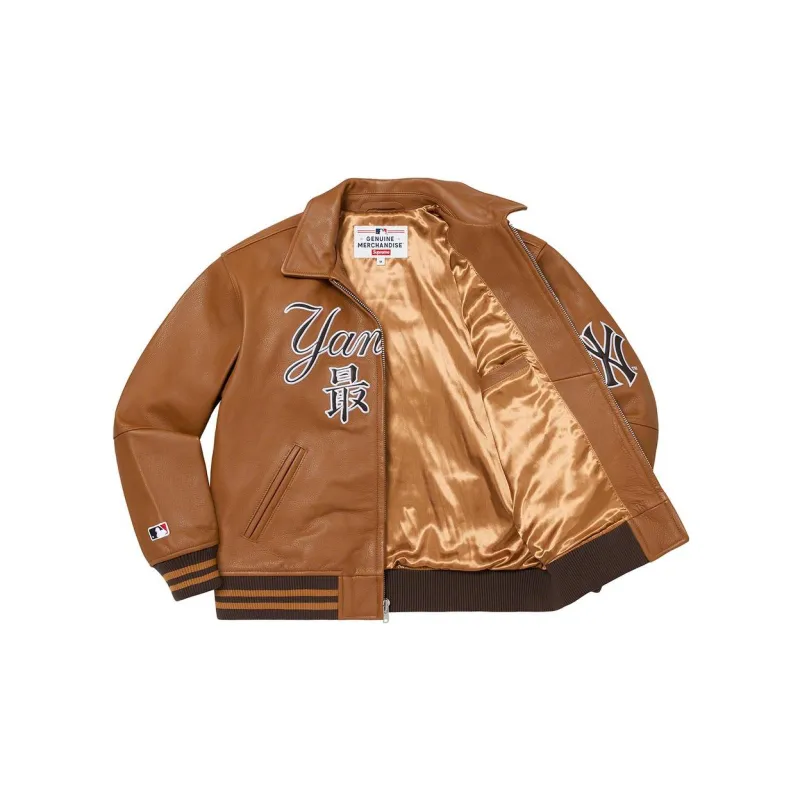 Supreme New York Yankees Kanji Leather Varsity Jacket-8