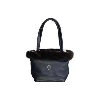 Chrome Hearts Litchi Grain Leather Tote Bag Shopping Bag Shoulder Bag Handbag Women's Black