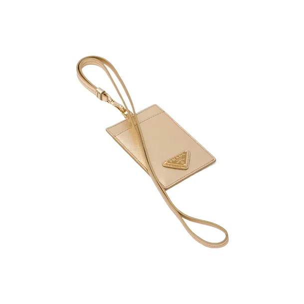 PRADA Leather Card Holder Women's Gold-0