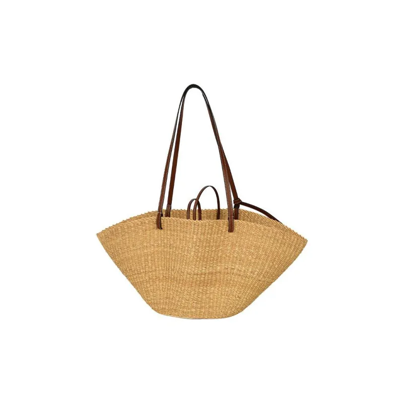LOEWE Elephant Grass With Calfskin Handbag, Shoulder Bag Women's Natural-2