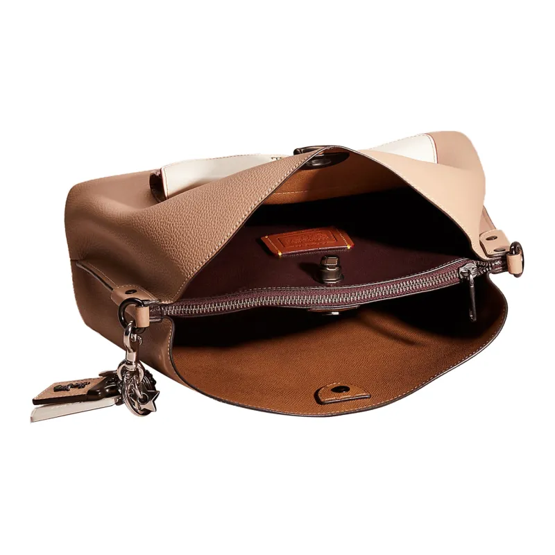 COACH Willow Polished Pebbled Leather Portable Crossbody Bag, Shoulder Bag Tubas Women's Taupe-2
