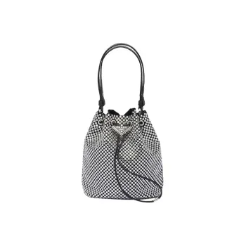 PRADA Fabric Bucket Bags Shoulder Bag Crossbody Bag Handbag Mini Women's Black
