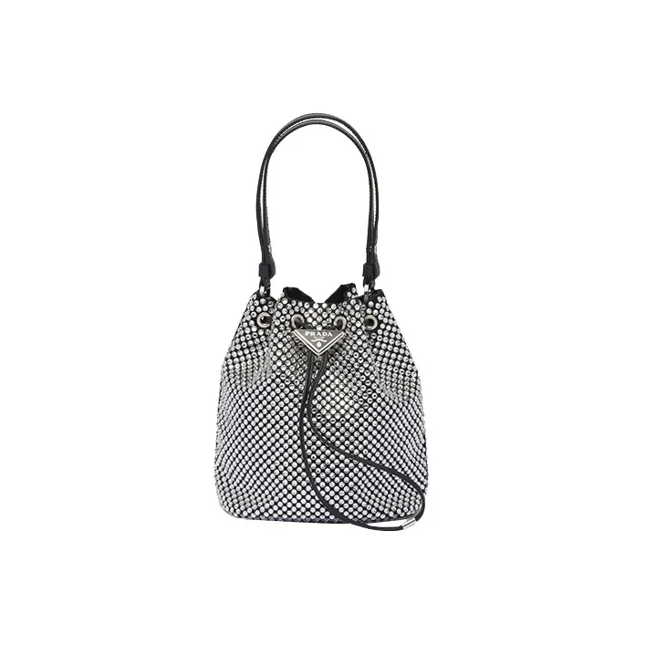PRADA Fabric Bucket Bags Shoulder Bag Crossbody Bag Handbag Mini Women's Black-0