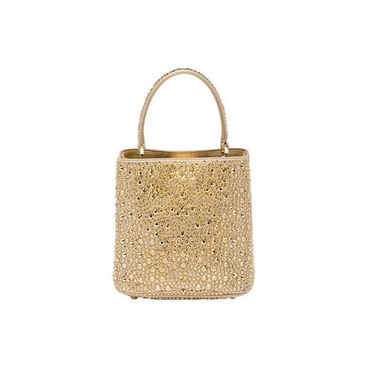 PRADA Panier Fabric Bucket Bag Tote Bag Shopping Bag Shoulder Bag Crossbody Bag Handbag Women's Gold-3