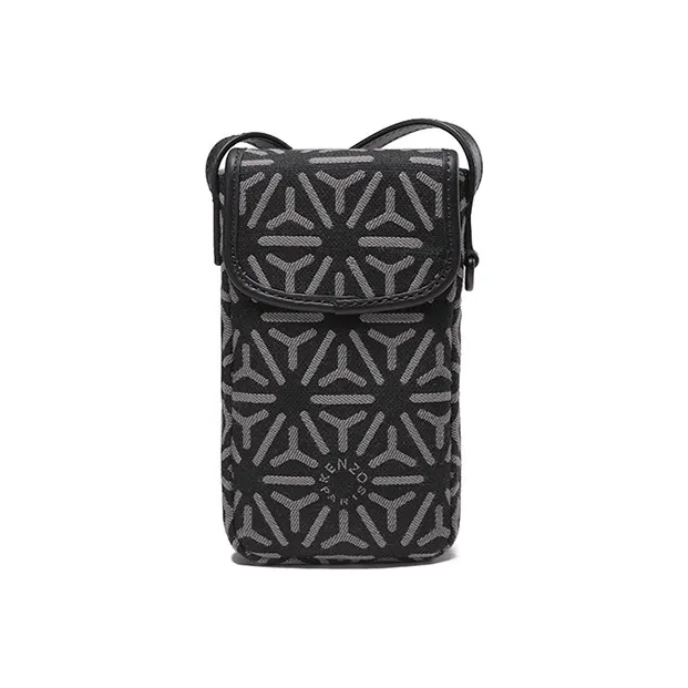 KENZO Fabric Earphone Case Crossbody Bag, Shoulder Bag With Cell Phone Pouch Unisex Dusty Gray-3