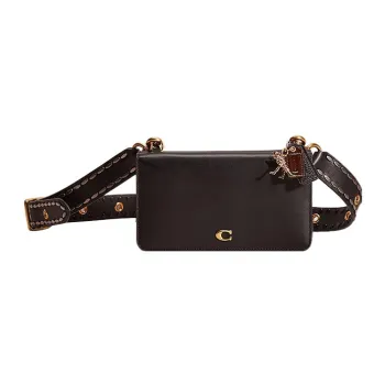 COACH Slim Wallet Calfskin Shoulder Bag Crossbody Bag Wallets Women's Black