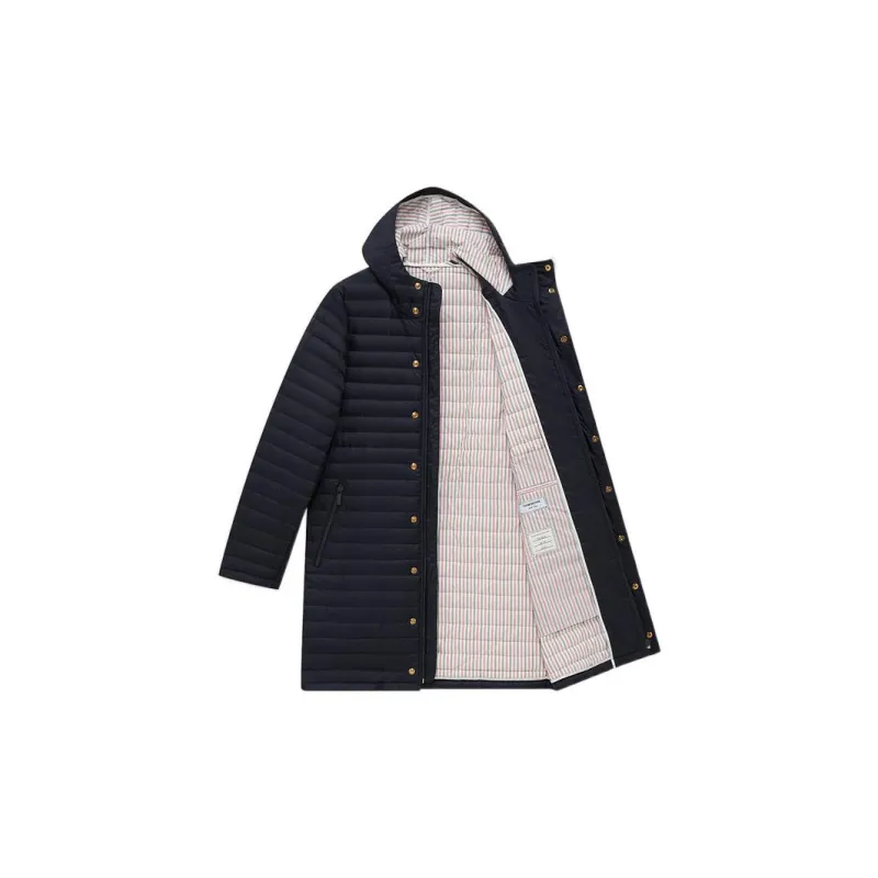 THOM BROWNE 4 Bar Hooded Down Coat-2