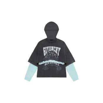 Givenchy Layered Long Sleeve Graphic T Shirt With Balaclava