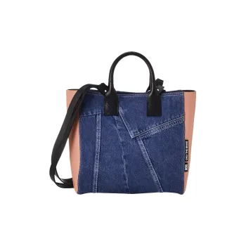 DIESEL Denim Patchwork Crossbody One Shoulder Handbag Women's Blue/Pink
