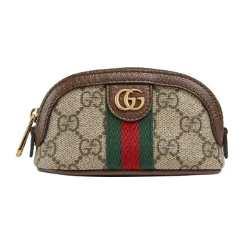 GUCCI Ophidia Canvas With Leather Key Pouch Women's Brown