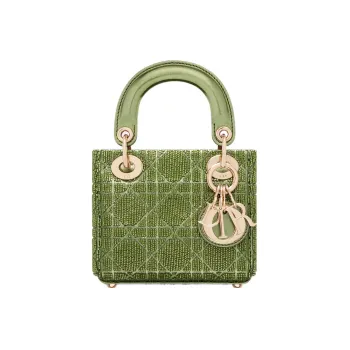 DIOR Lady Dior Sheepskin Daisie Bag Shoulder Bag Crossbody Bag Handbag Extra Mini Women's Gray Green