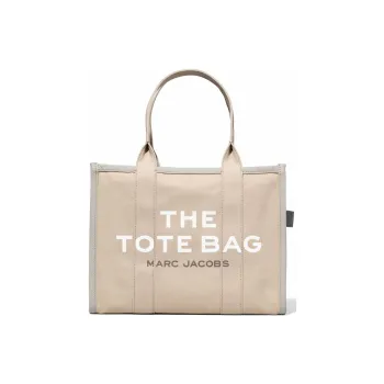 MARC JACOBS Cotton Tote Bag, Shopping Bag, Shoulder Bag, Crossbody Bag, Handbag Large Size Women's Beige/Gray