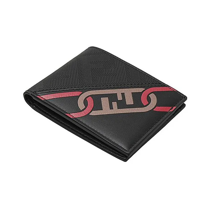 FENDI Calfskin Wallet Men's Black-2